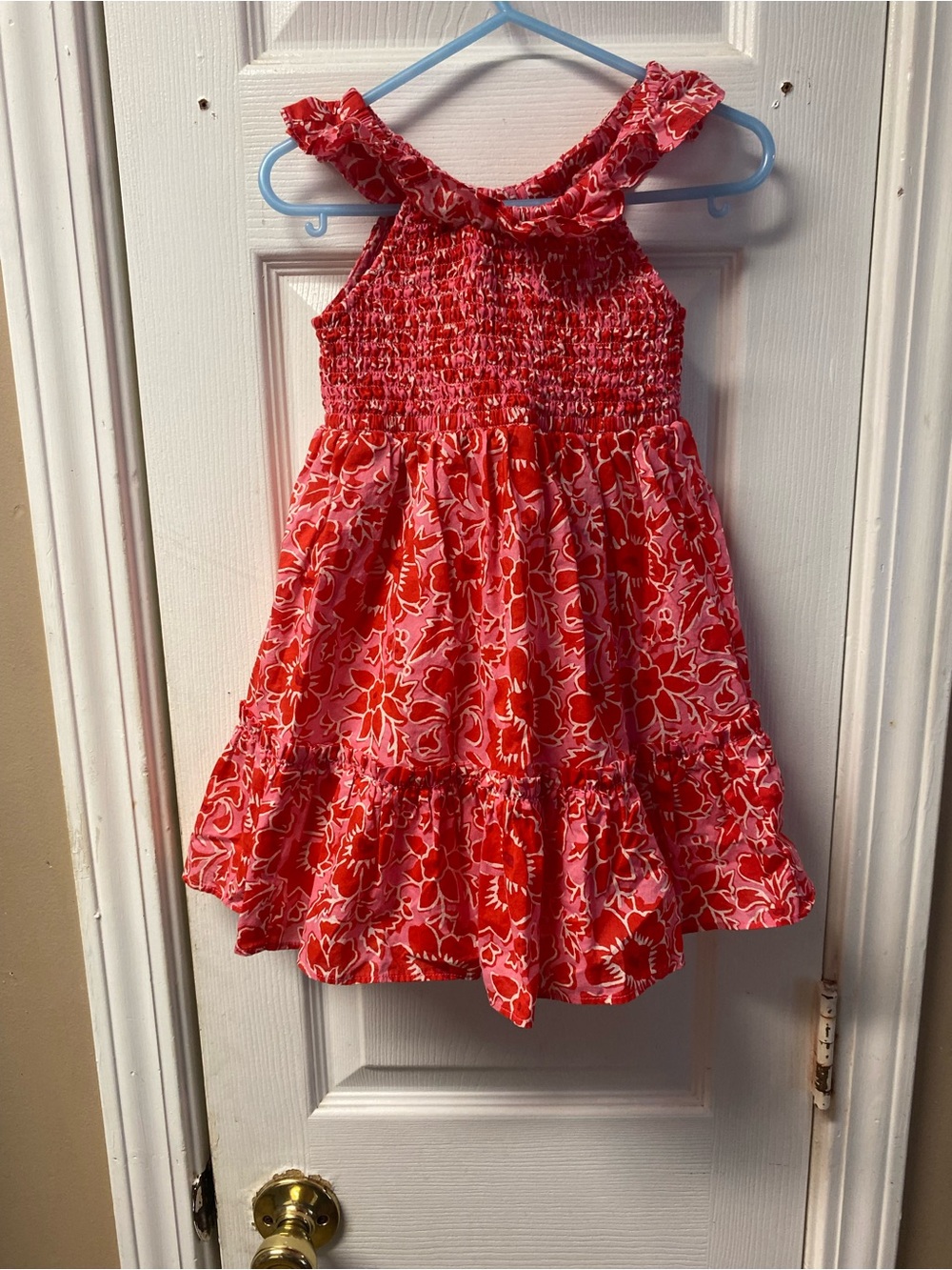 Crewcuts Red & Pink Floral Smocked Sundress